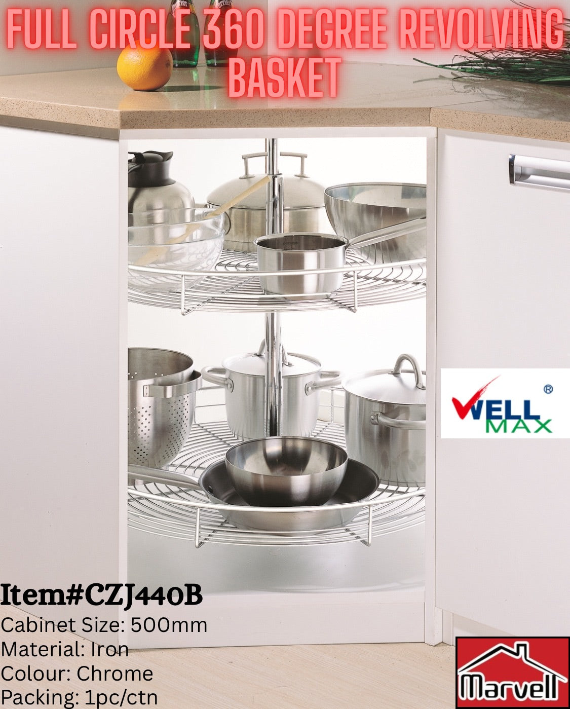 Wellmax Full Circle 360 Degree Revolving Basket CZJ440B