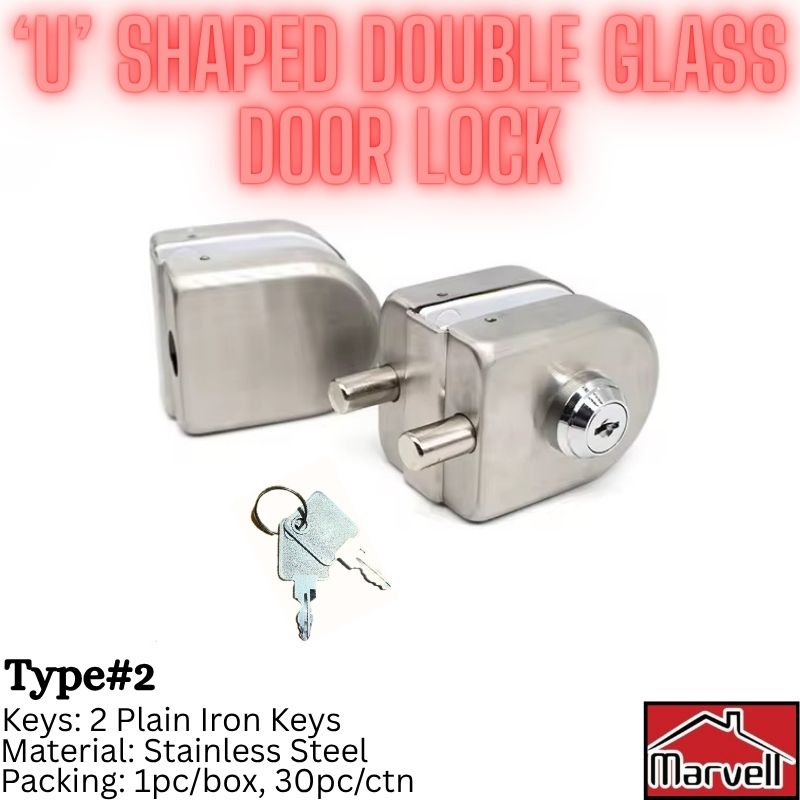‘U’ Shaped Glass Door Lock Single & Double