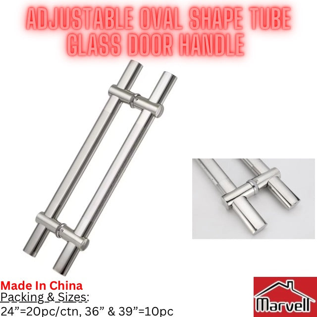 Marvell Adjustable Oval Pipe Shaped Glass Door Handle