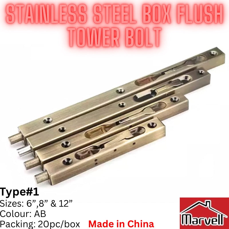 Stainless Steel Box Flush Tower Bolt Type#1