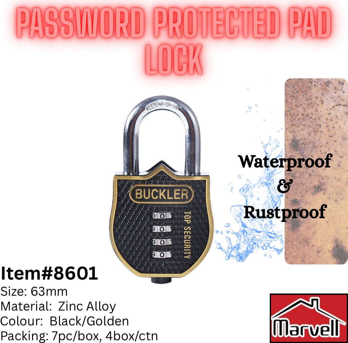 Password Protected Pad Lock 8601