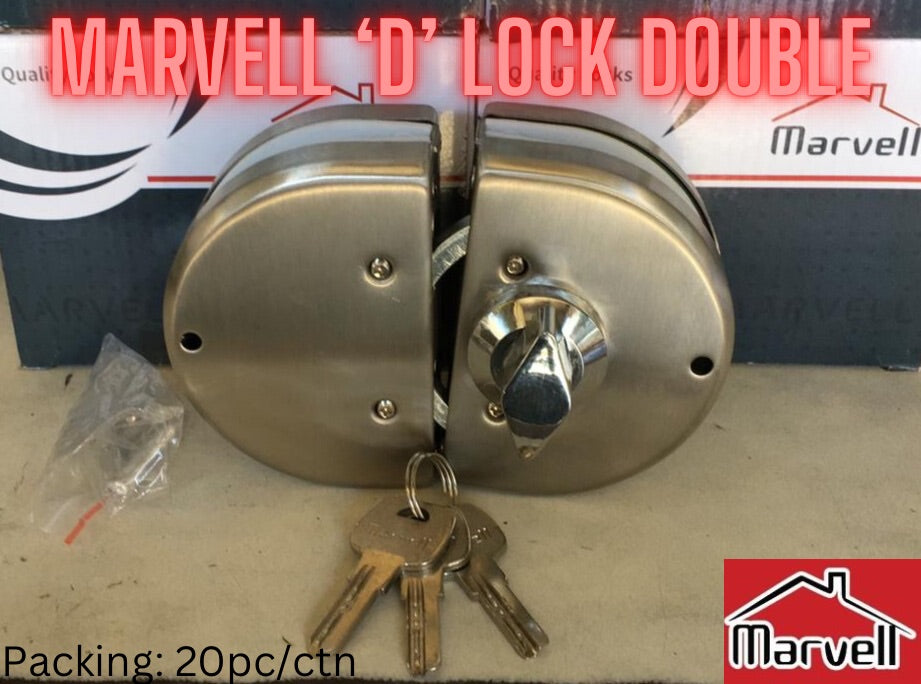 Marvell Stainless Steel D-Shaped Glass Door Lock