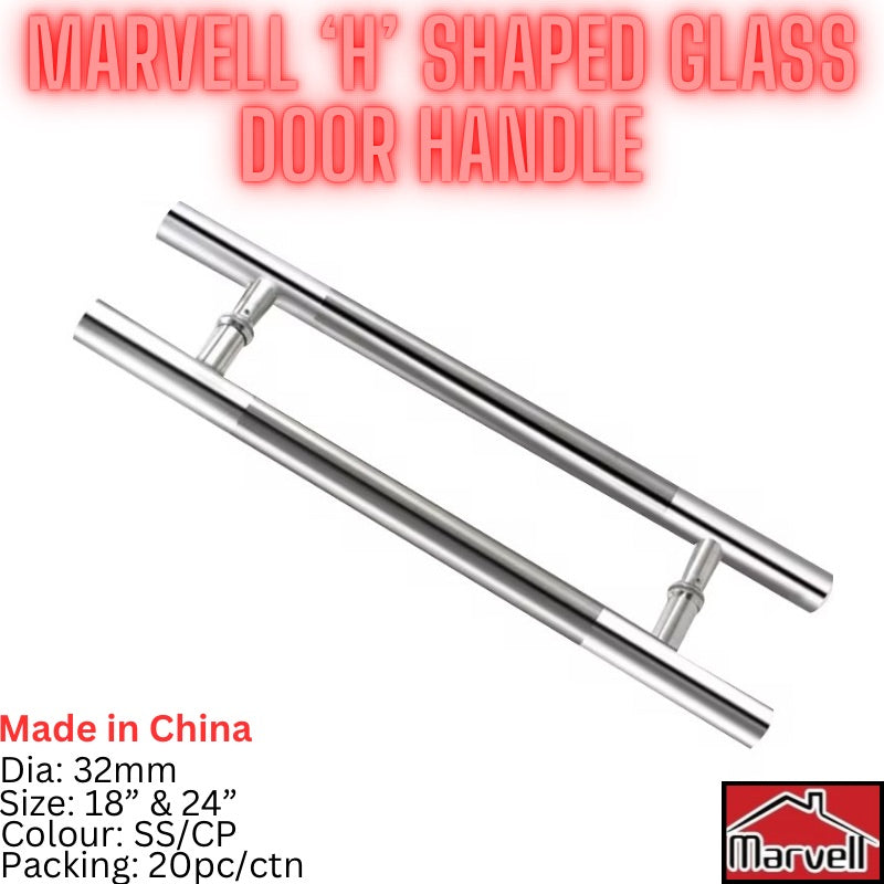 Marvell ‘H’ Shaped Glass Door Handle