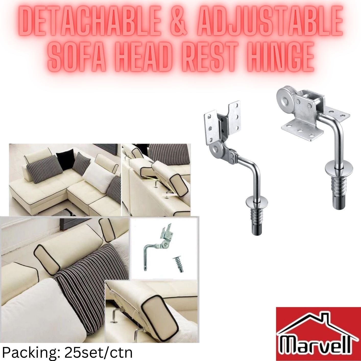 Detachable & Adjustable Sofa Head Rest Hinge