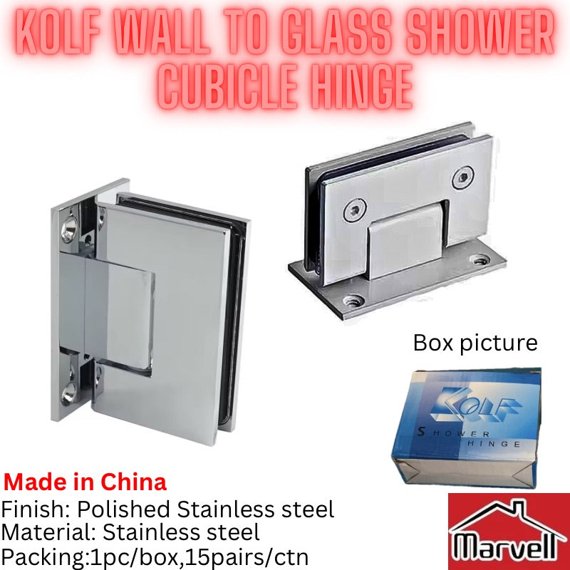 KOLF Stainless Steel Wall To Glass Shower Cubicle Hinge