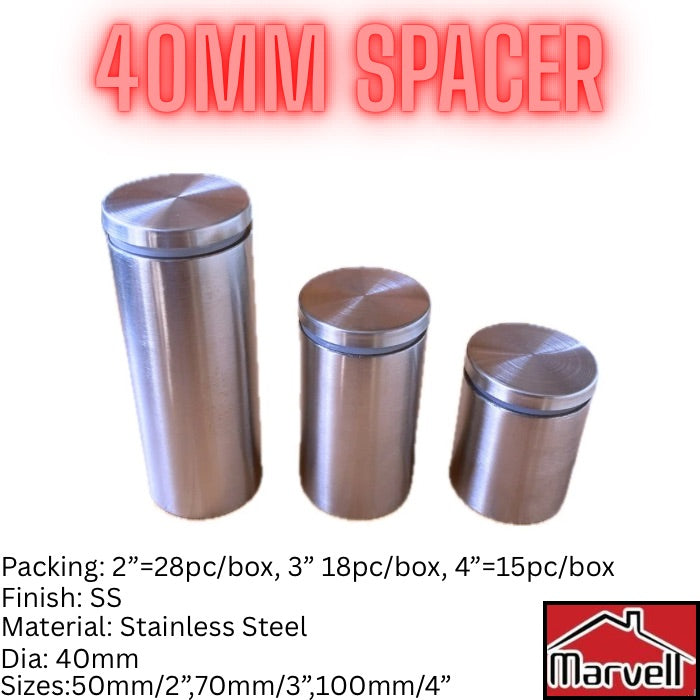 Marvell 40mm stainless steel spacer standoff for glass and signage installation