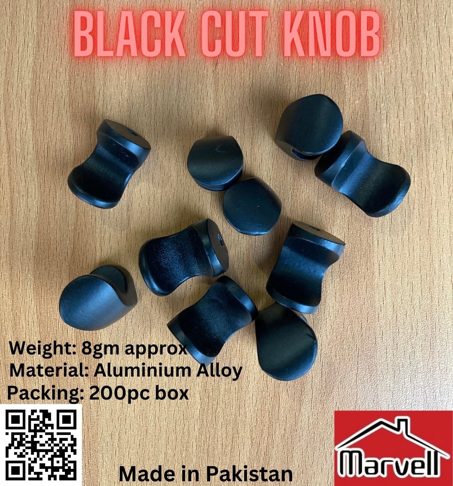 Black Aluminum Cut Knob