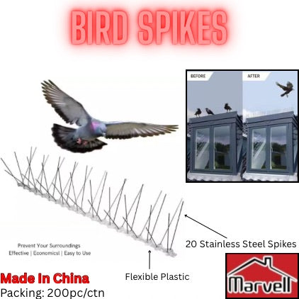 Stainless steel bird spikes for pigeon control on wall and roof in Pakistan