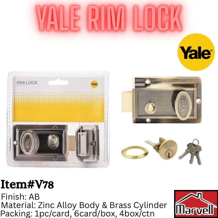 Original Yale Rim Lock | Night Latch V78 AB Colour | Italian Brand