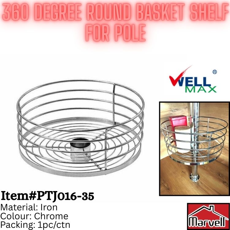 Wellmax 360 Degree Round Basket Shelf For Pole PTJ016-35