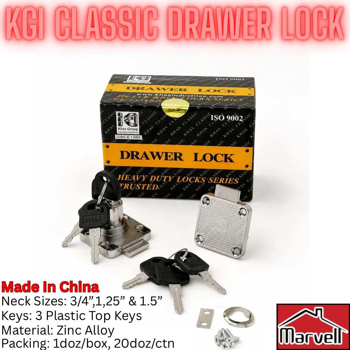 KGI 138.22, 138.32, 138.38 Drawer Lock – Heavy Duty Zinc Alloy Drawer Cabinet Lock