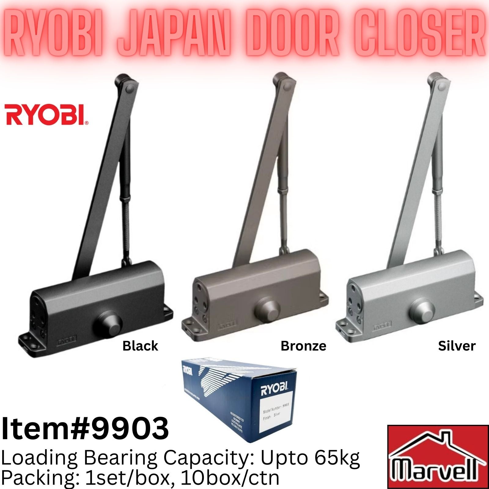 Ryobi Japan Door Closer 9903 | Heavy Duty Hydraulic Door Closer up
