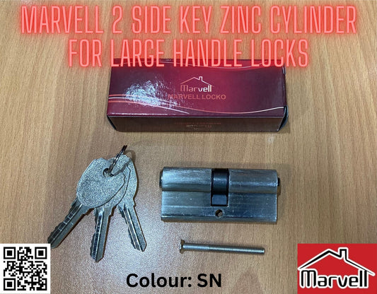 Marvell 2 Side Key Zinc Cylinder With 3 Plain Iron Keys For Large Lock Body