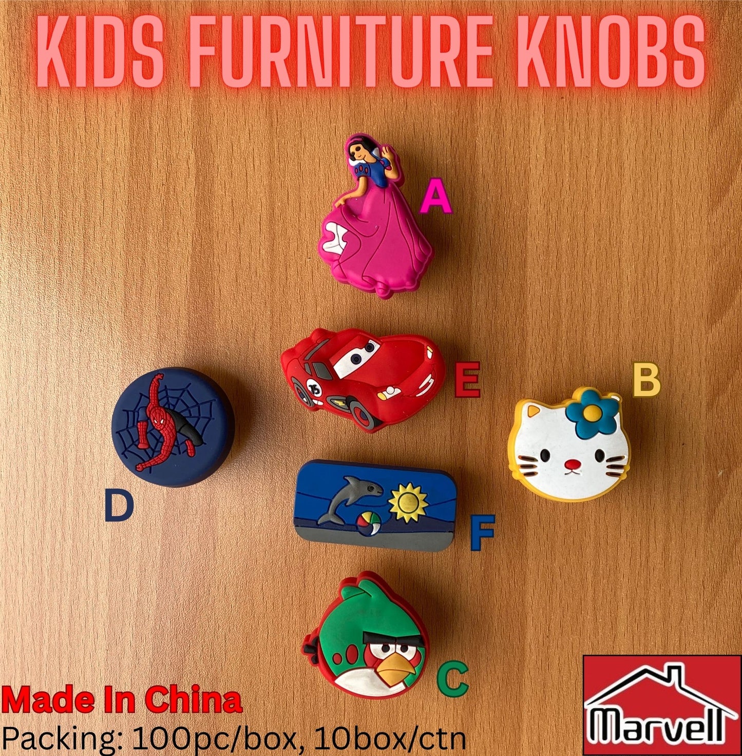 Kids Cartoon Furniture Knobs – Cabinet & Drawer Handles for Kids Room | 6 Designs