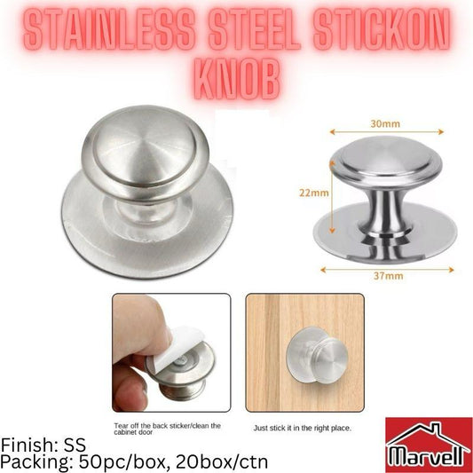Stainless Steel Stick-on Knob