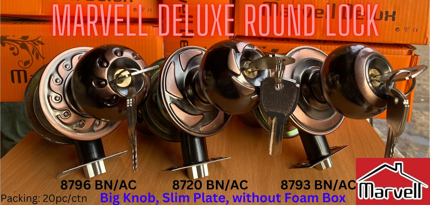Marvell Deluxe Round Lock - Entrance & Bathroom Knob