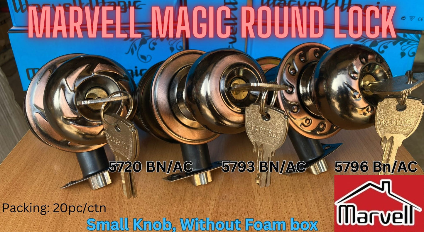 Marvell Magic Round Lock - Entrance & Bathroom Knob