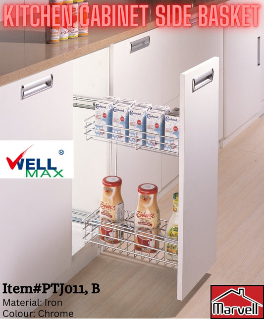 Wellmax Kitchen Cabinet Side Basket PTJ011, PTJ011B
