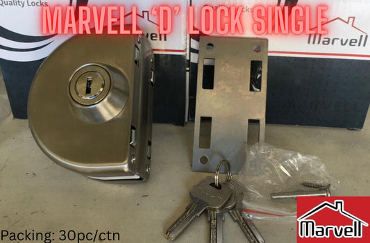 Marvell Stainless Steel D-Shaped Glass Door Lock