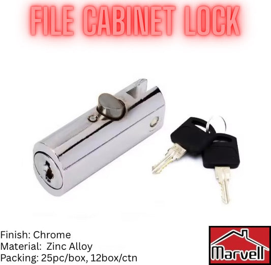 Chrome zinc alloy file cabinet lock with keys, secure drawer locking system by Marvell
