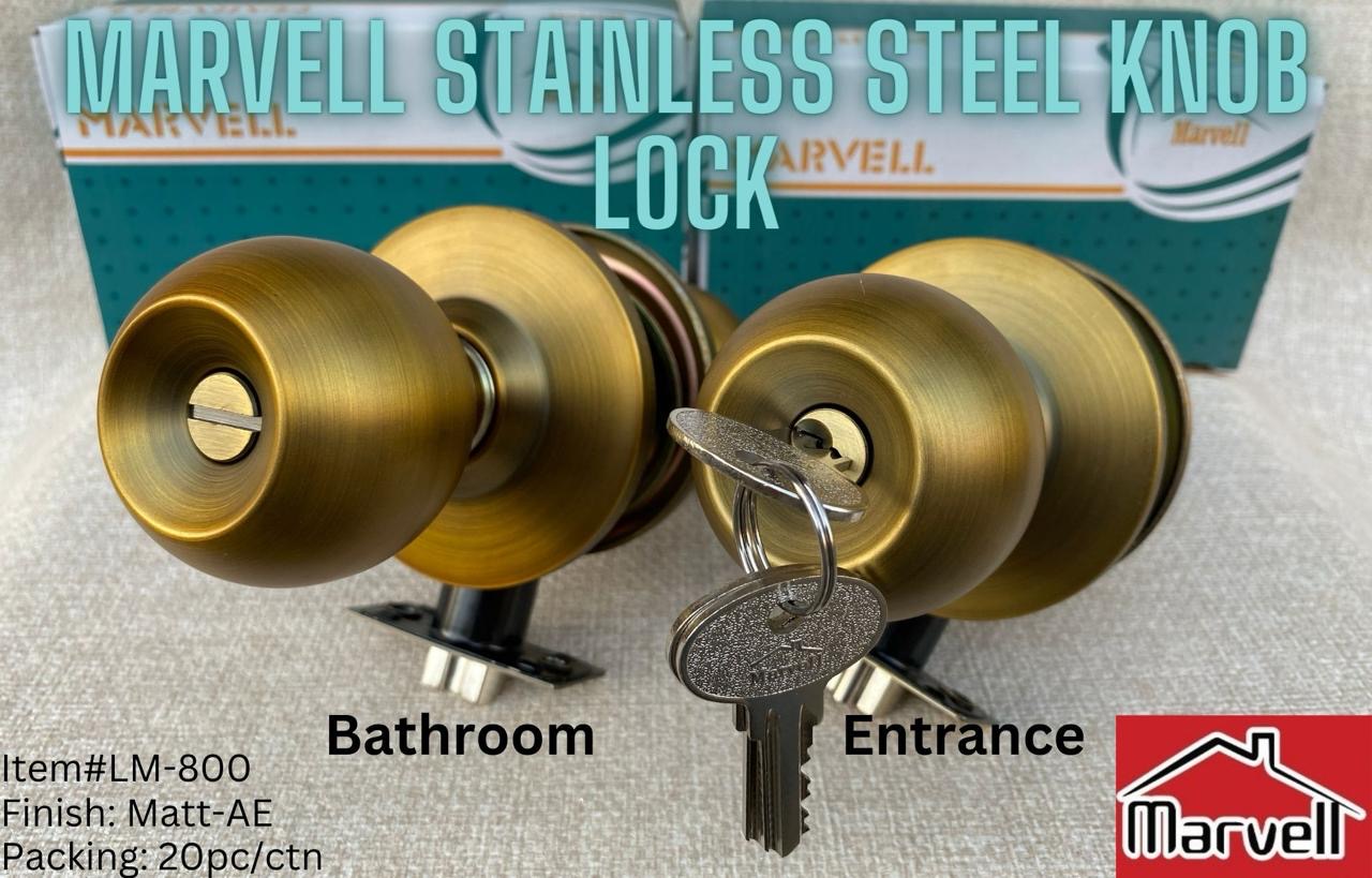 Marvell Round Lock Stainless Steel 800 series - Entrance & Bathroom Knob