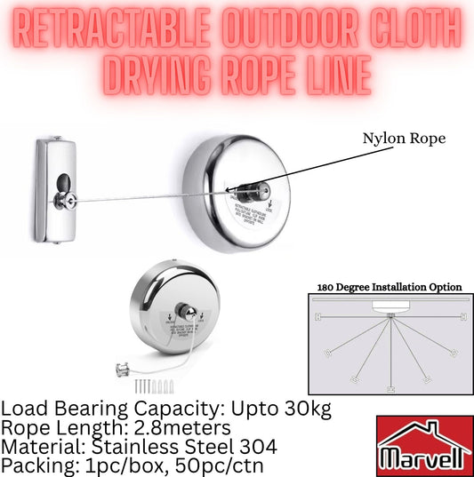Retractable Outdoor Cloth Drying Rope Line