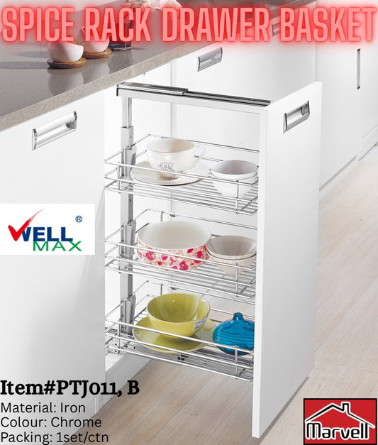 Wellmax Spice Rack Drawer Basket PTJ011, PTJ011B