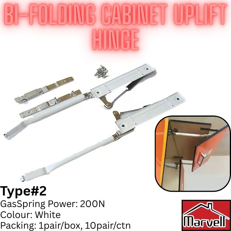 Bi-Folding Cabinet Uplift Hinge Type 2 200N White – Marvell Hardware Pakistan Kitchen Cabinet Lift System
