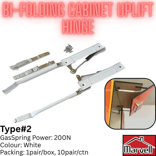 Bi-Folding Cabinet Uplift Hinge Type 2 200N White – Marvell Hardware Pakistan Kitchen Cabinet Lift System
