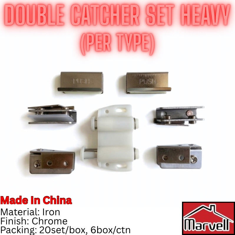 Marvell Glass Single & Double Door Cabinet Catcher Set with Push Plate & Hinge (Per Type)
