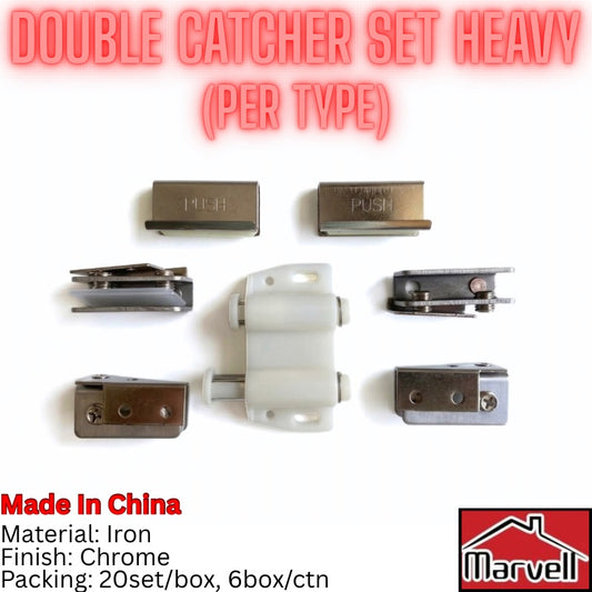 Marvell Glass Single & Double Door Cabinet Catcher Set with Push Plate & Hinge (Per Type)