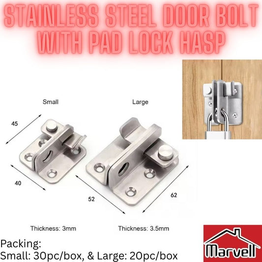 Stainless Steel Door Bolt With Pad Bolt Clamp
