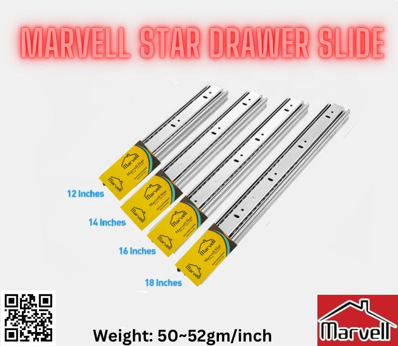 Marvell Star Bearing Drawer Slide 52~55gm/inch