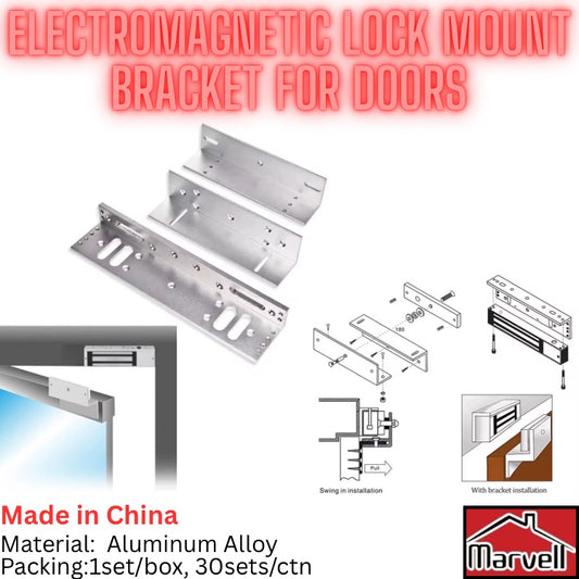 Aluminum electromagnetic lock mounting bracket set for door installation