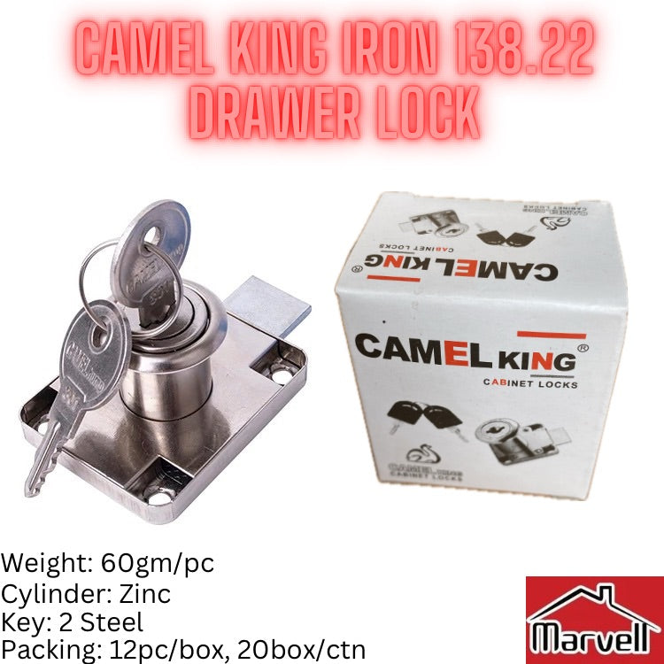 Camel King Iron Sheet 138.22 Drawer Lock with 2 Iron/Steel Keys