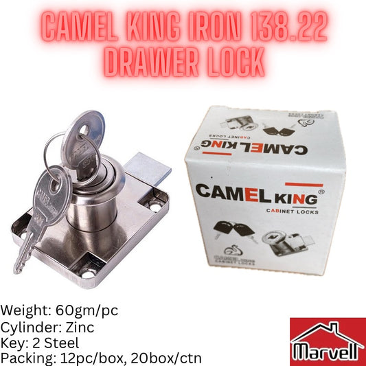 Camel King Iron Sheet 138.22 Drawer Lock with 2 Iron/Steel Keys