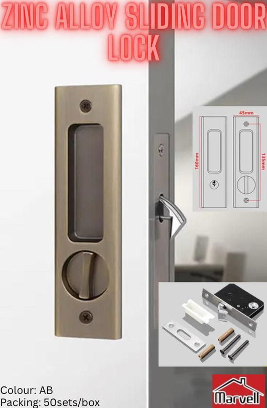 Zinc Alloy Sliding Door Lock in Matt AB Colour
