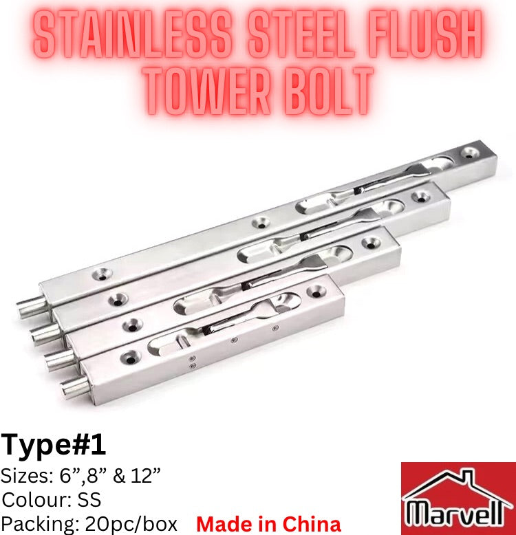 Stainless Steel Box Flush Tower Bolt Type#1