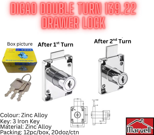 Digao Double Turn 139.22 Drawer Lock
