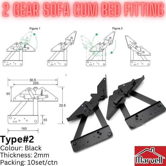 Marvell 2 Gear Sofa Cum Bed Fitting Type#2