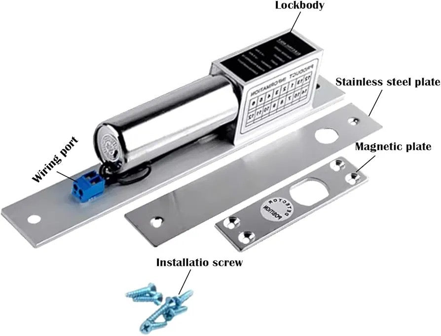 Electro-Magnetic Drop Bolt Lock – 12V DC Electric Bolt Door Lock (Silver)