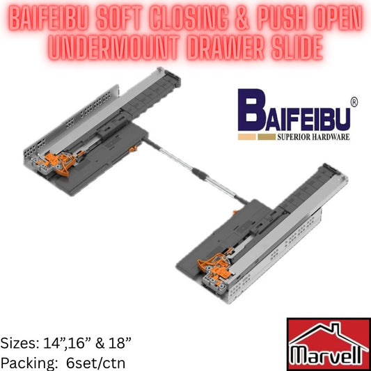 Baifebu Soft Closing & Push Open Undermount Drawer Slide