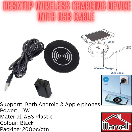 Desktop Wireless Charging Device With USB Cable