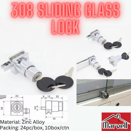 308 Sliding ‘H’ Glass Cabinet Lock