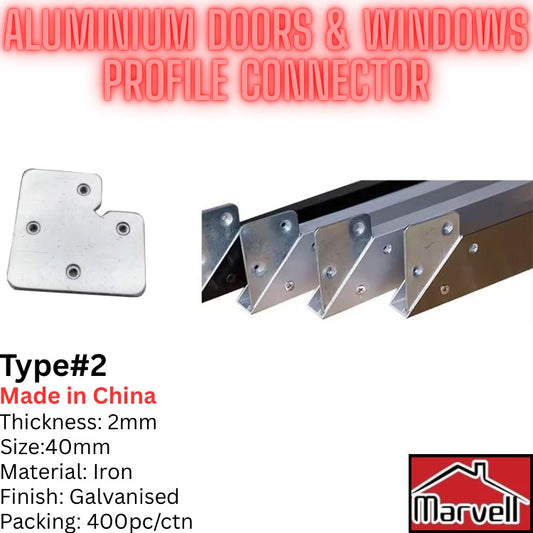 40mm galvanised iron profile connector for aluminium doors and windows – Type 2 bracket