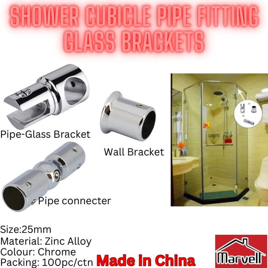 Shower Cubicle Pipe Fitting Glass Bracket