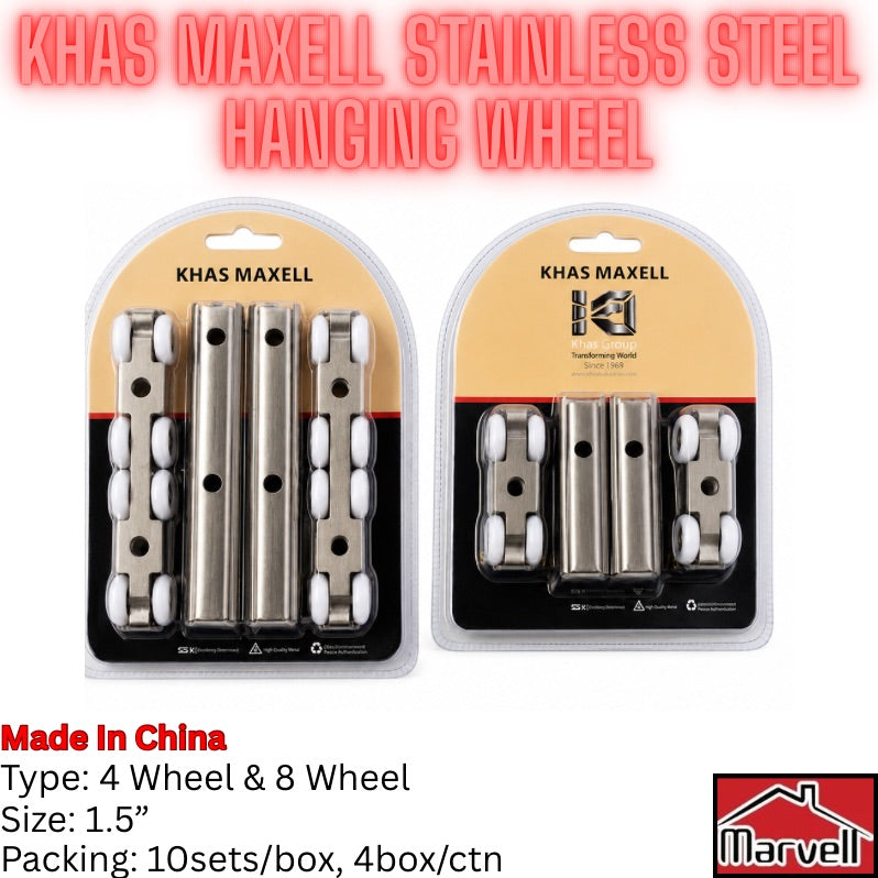 Khas Maxell Stainless Steel Hanging Wheel – 4 Wheel & 8 Wheel | 1.5 Inch
