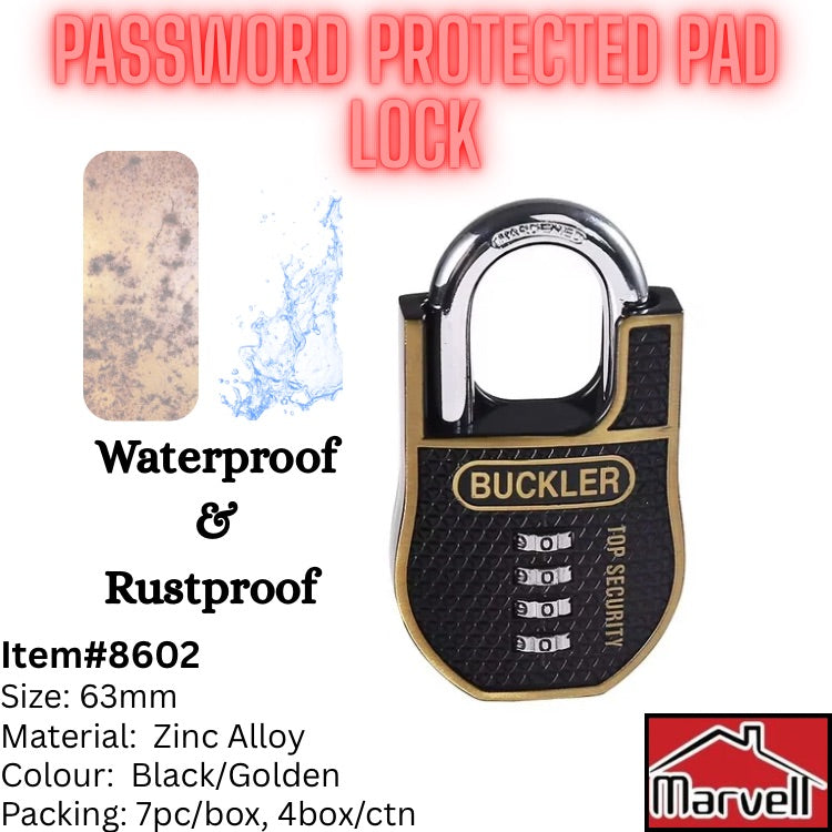 Password Protected Pad Lock 6802 with Anti Cutting Cover