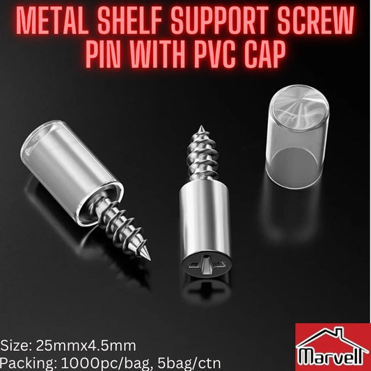 Metal Shelf Support Screw Pin With PVC Cap