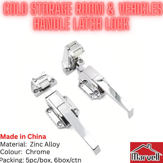 Cold Storage Room & Refrigerated Vehicle Latch Lock – Heavy-Duty Zinc Alloy, Chrome Finish